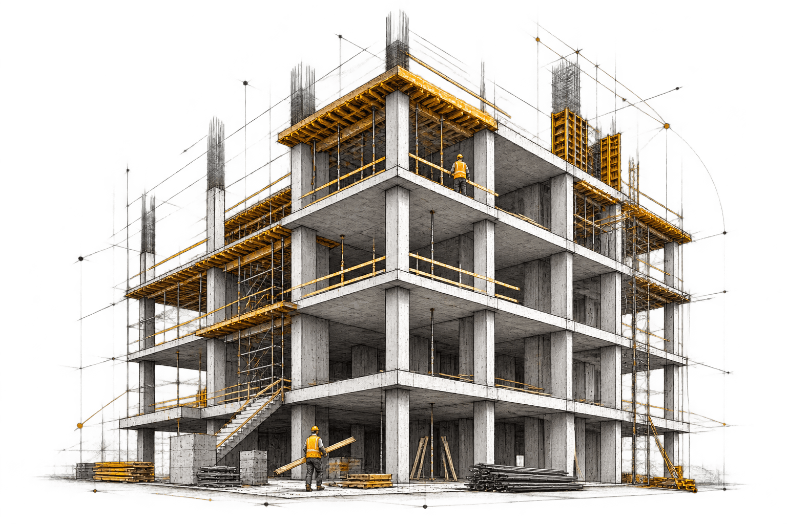 Ilustración arquitectónica de construcción integral