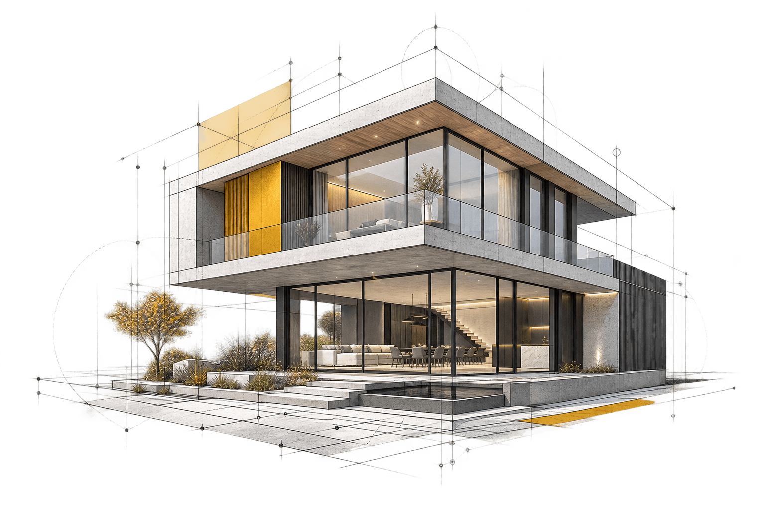 Ilustración arquitectónica de ingeniería y diseño