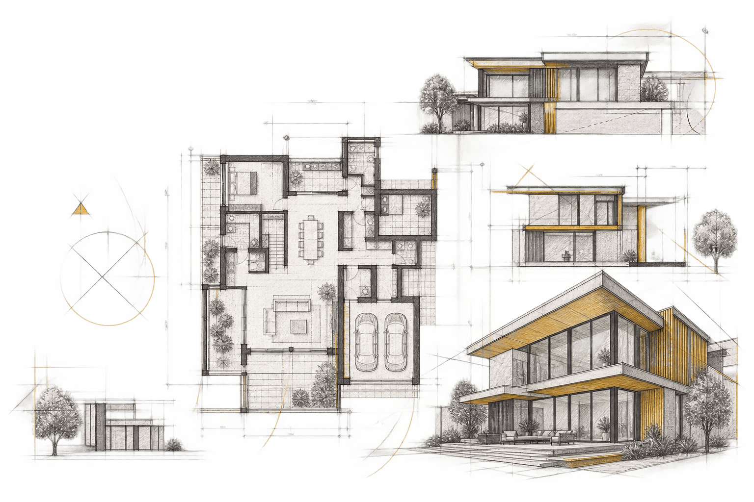 Ilustración arquitectónica a lápiz